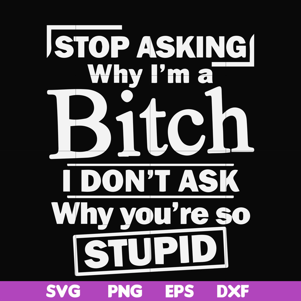 FN000463-Stop asking why I'm a bitch I don't ask why you're so stupid svg, png, dxf, eps file FN000463.jpg
