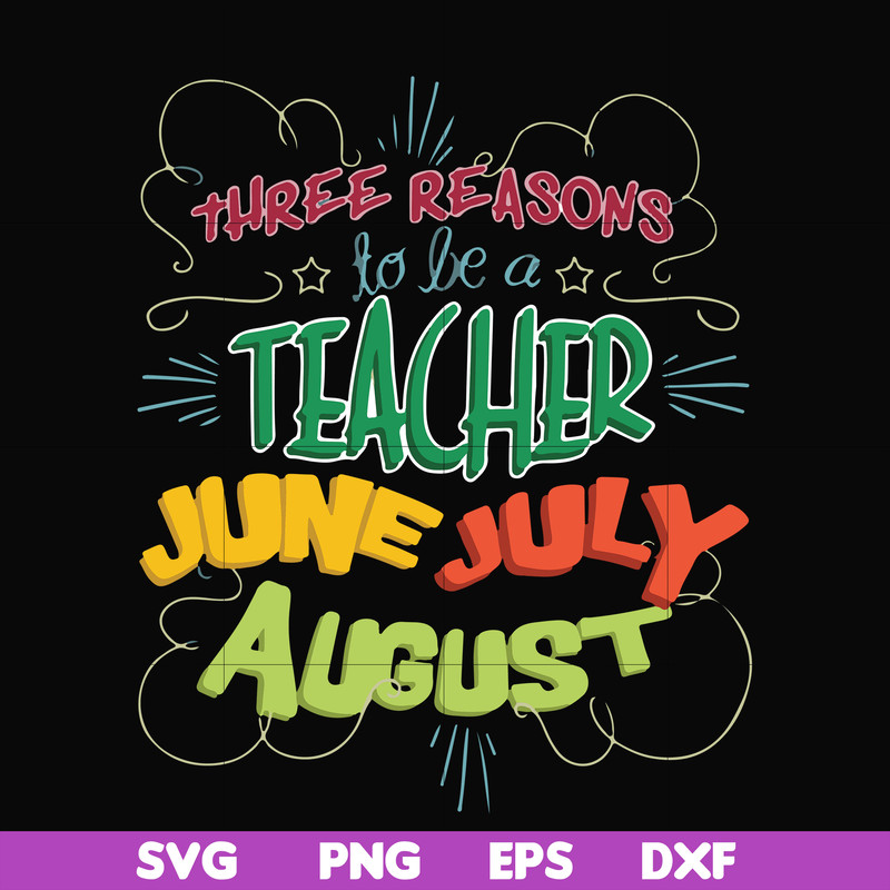 FN000734-Three reasons to be a teacher June July August svg, png, dxf, eps file FN000734.jpg