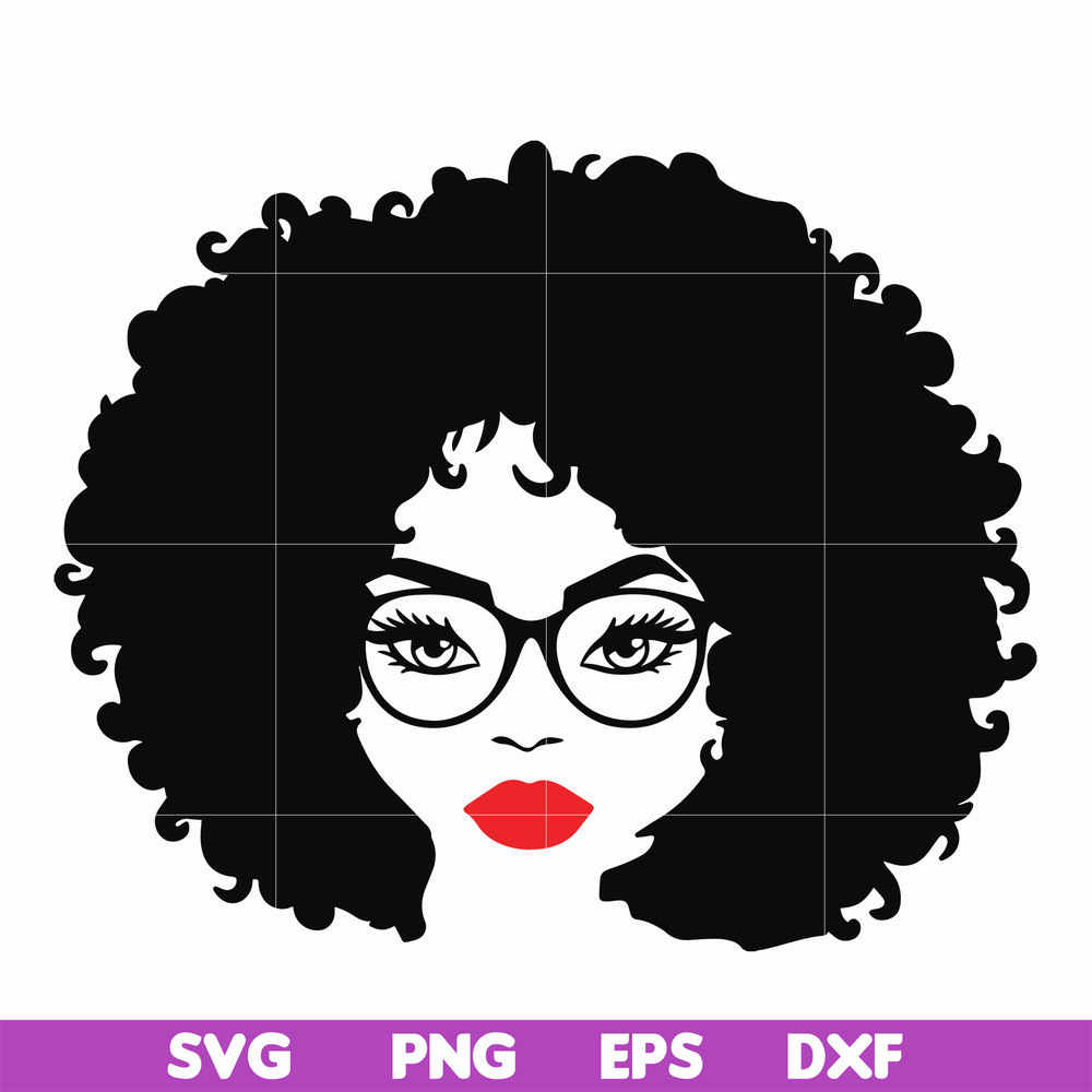 OTH0001-Afro puff svg, woman with glasses svg, png, dxf, eps file OTH0001.jpg