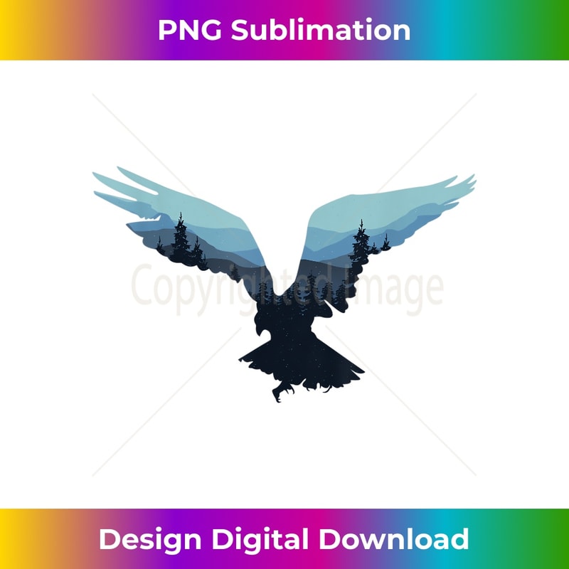 Beautiful Flying Eagle Night Sky Forest Bird Silhouette - PNG Transparent Sublimation Design