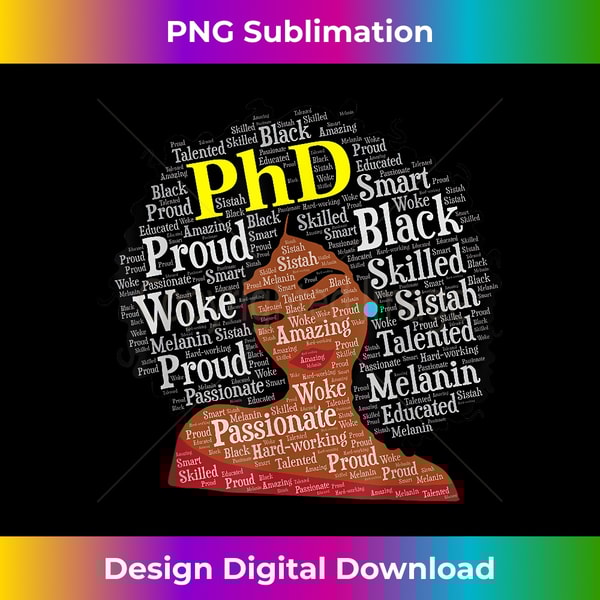 African American Woman PhD Graduate Degree Afro - PNG Transparent Sublimation Design