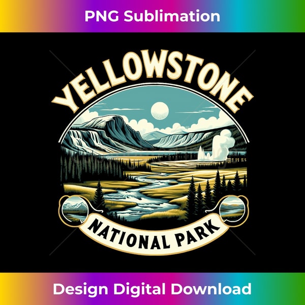 Yellowstone National Park Landscape Graphic Adult Long Sleeve 3 - Premium Sublimation Digital Download