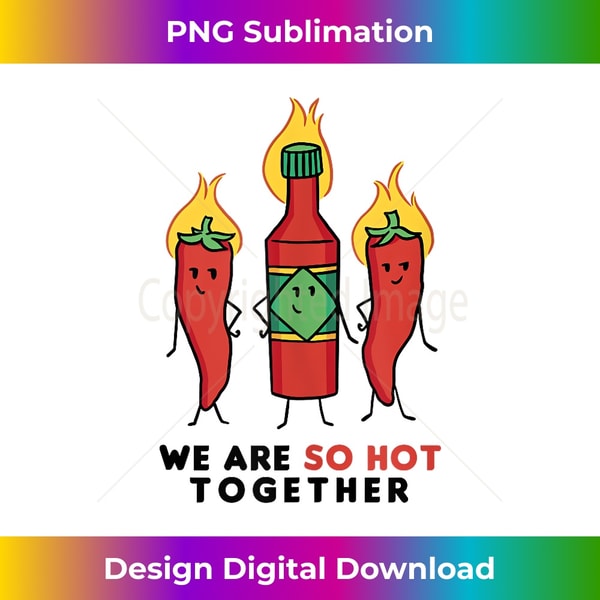 Spicy Chili & Hot Sauce Cartoon Trio Design Tank Top - High-Quality PNG Sublimation Download