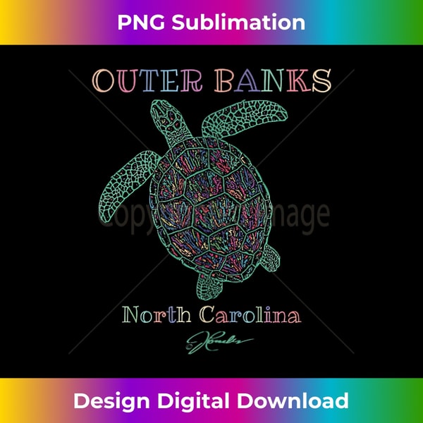JCombs Outer Banks, NC, Sea Turtle (2-Sided) 1 - Retro PNG Sublimation Digital Download