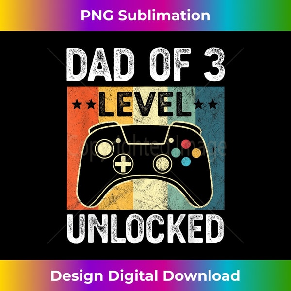 Vintage Dad of 3 Level Unlocked Pregnancy Announcement 1 - Premium PNG Sublimation File