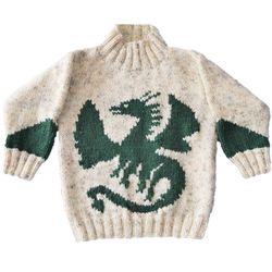 Knitting pattern for boys and girls dragon sweater 4-13 years, Dragon Aran jumper and hat, 10 ply Children's pattern