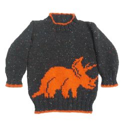 Knitting Pattern for Dinosaur Child's Sweater and Hat Triceratops 4-13 years, Dinosaur Sweater and Hat Pattern