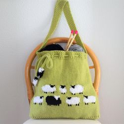 Bag Knitting Pattern, Knitting bag Pattern, Handmade Tote Bag, Sheep Shoulder Bag, Sheep Handbag, Knitted Sheep Bag
