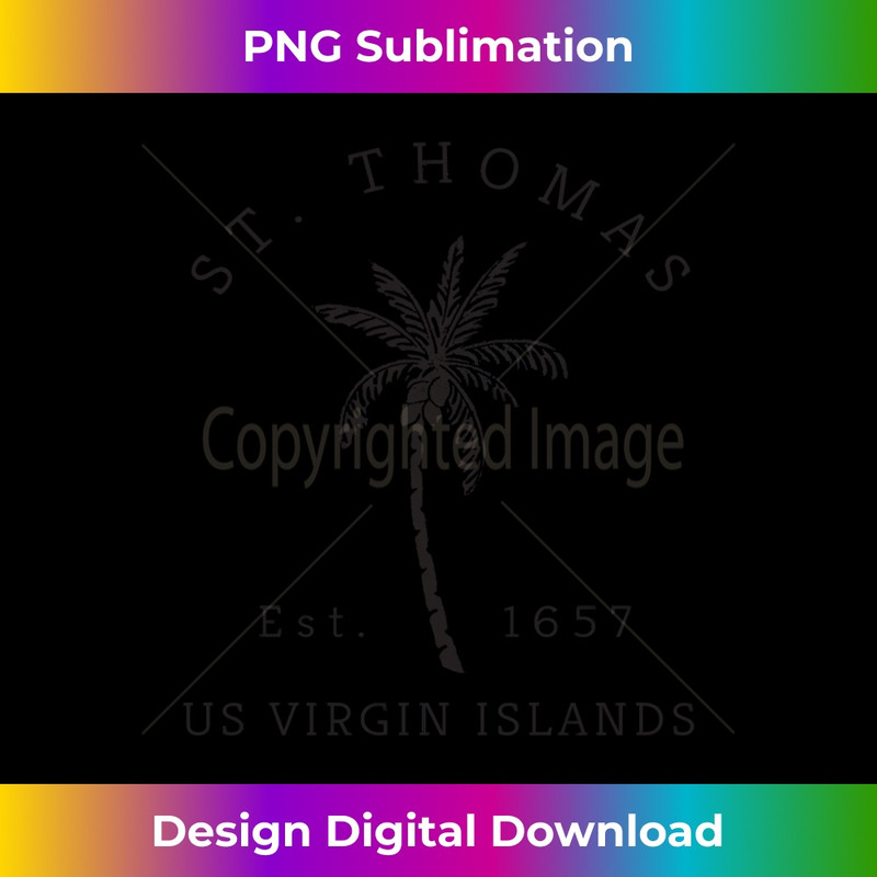Original St. Thomas Virgin Islands Palm Tree Novelty Art  1 - Retro PNG Sublimation Digital Download