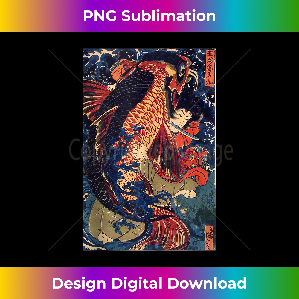 Fighting the Giant Carp Japanese T - Professional Sublimation Digital Download