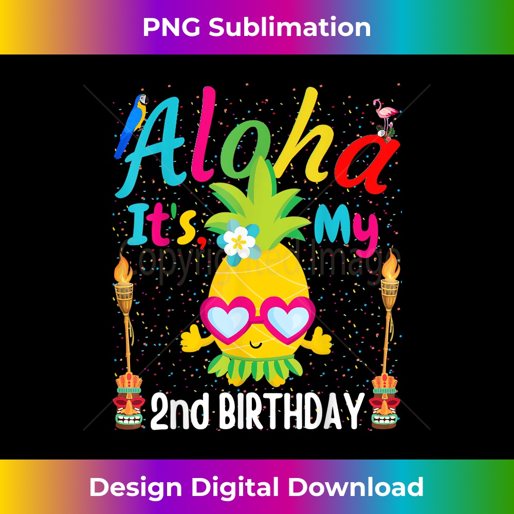 Second 2nd Birthday Hawaii Girls 2 Two Years Old Pineapple 1 - PNG Sublimation Digital Download