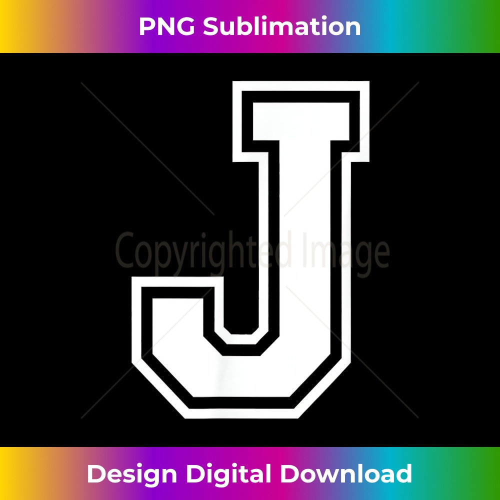 Letter J Name Initial Varsity Alphabet Monogram 1 - High-Quality PNG Sublimation Download