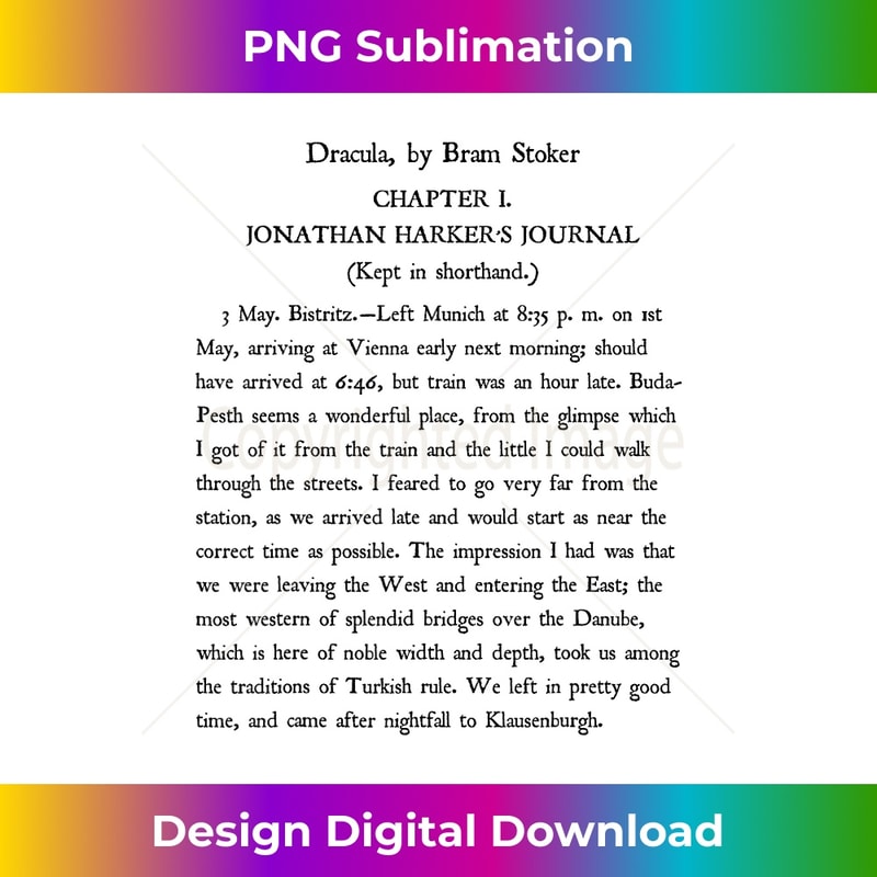 Bram Stoker Dracula Book Reader Vintage Text - Aesthetic Sublimation Digital File