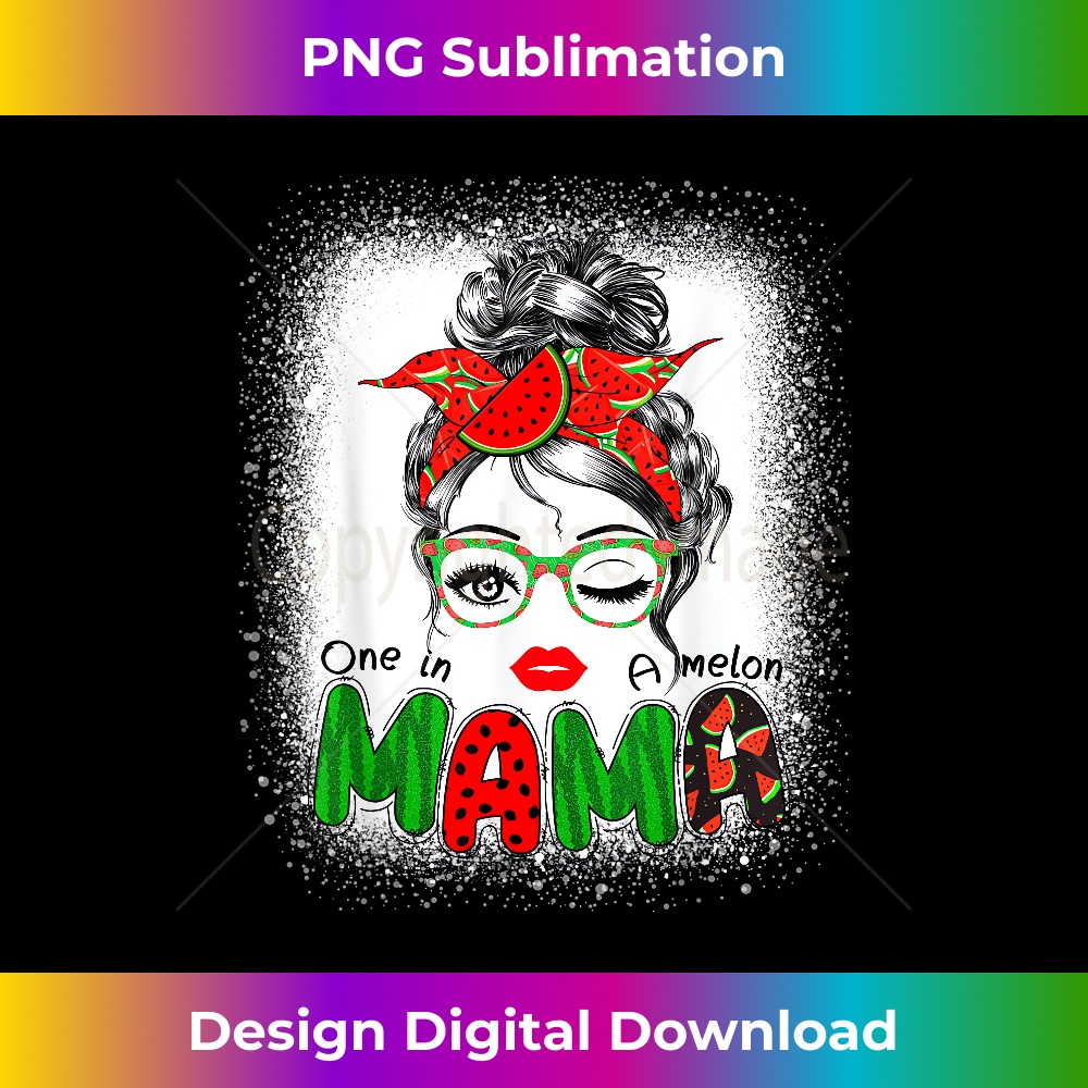 s One In A Melon Mama Messy Bun Watermelon Summer Vibes 1 - Vintage Sublimation PNG Download