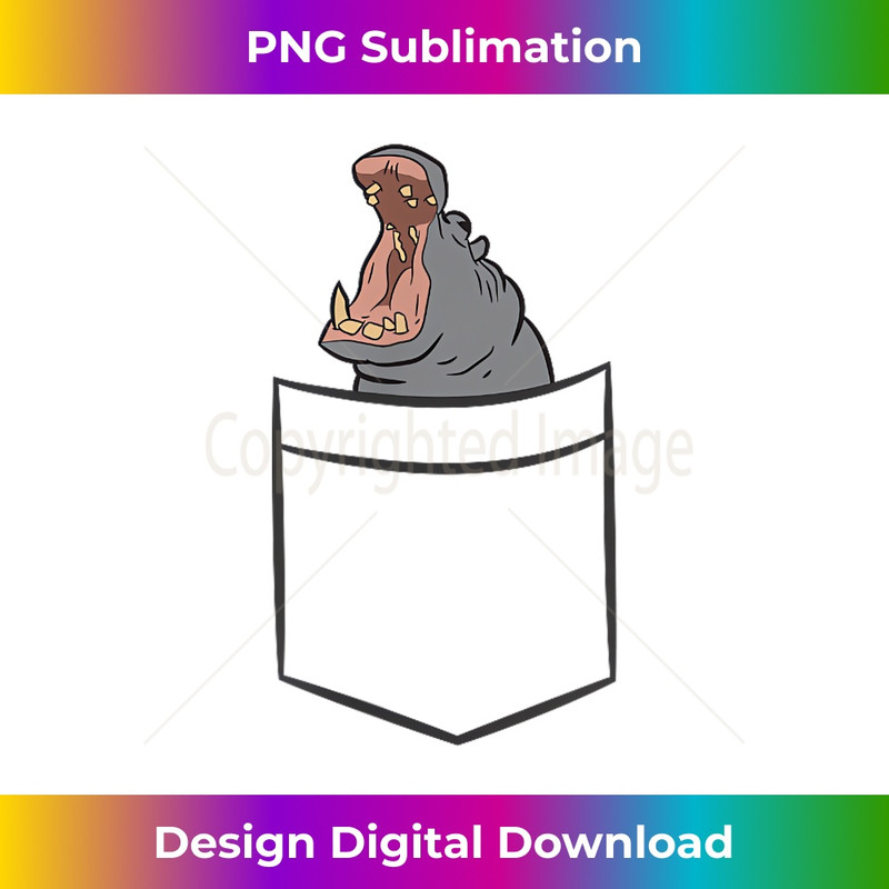 Hippo In a Pocket Cute Pocket Hippopotamus - Stylish Sublimation Digital Download