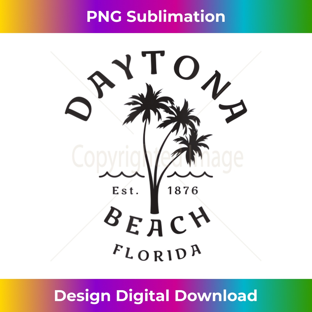 Retro Cool Daytona Beach Original Florida Beaches Palm Tree  1 - PNG Transparent Sublimation File