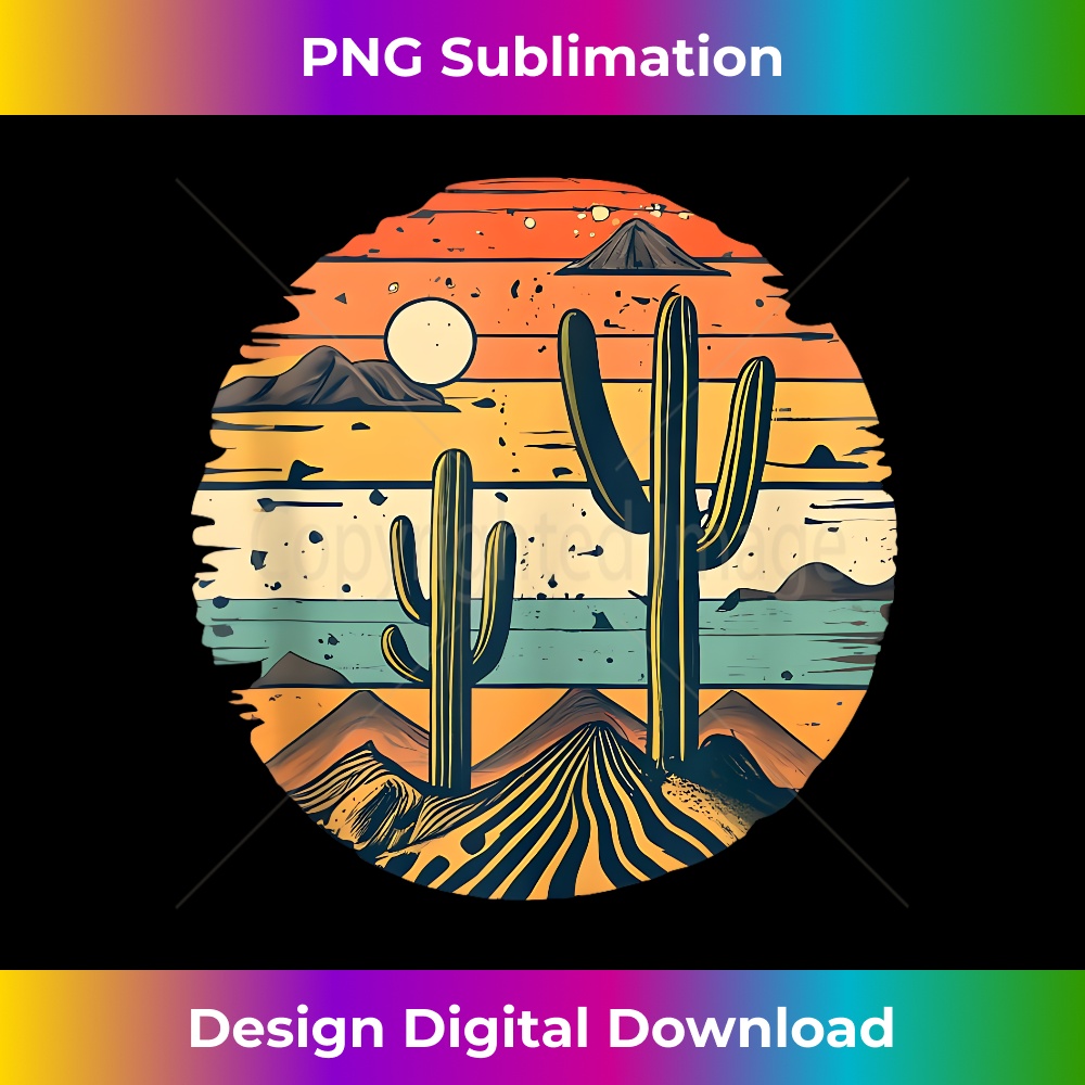 cute vintage retro sunset saguaro cactus cacti desert plant - PNG Transparent Sublimation File