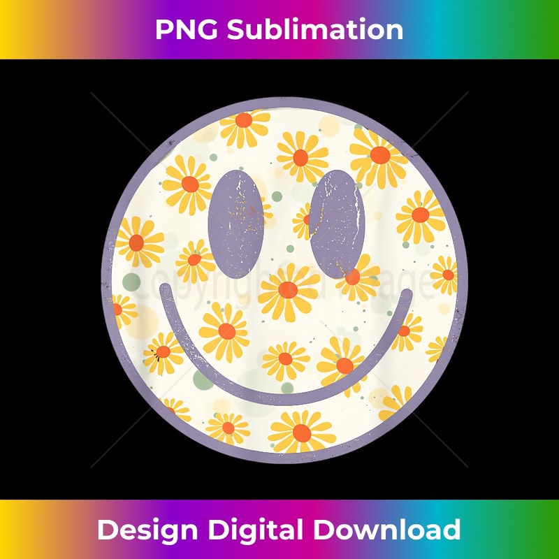 Retro Floral Smile Face, Cute Daisy Violet Happy Face 1 - Instant Sublimation Digital Download