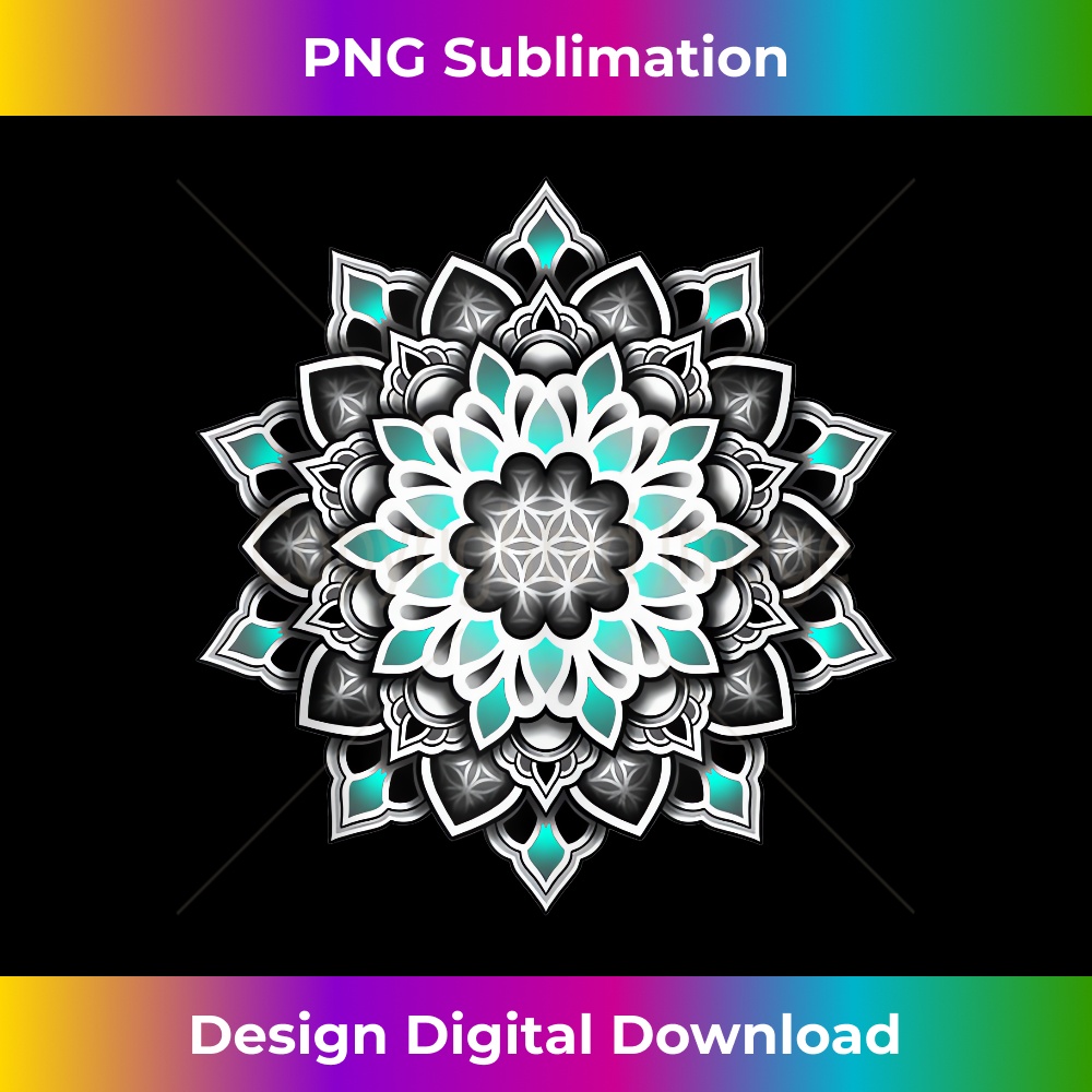 Flower of Life Sacred Geometry Mandala Teal Geometric - PNG Transparent Digital Download File for Sublimation