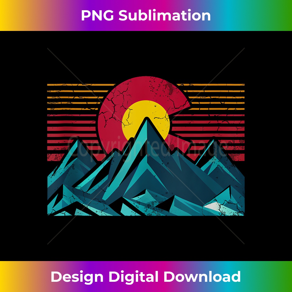 Colorado Flag Mountains Retro Distressed Fade - Trendy Sublimation Digital Download