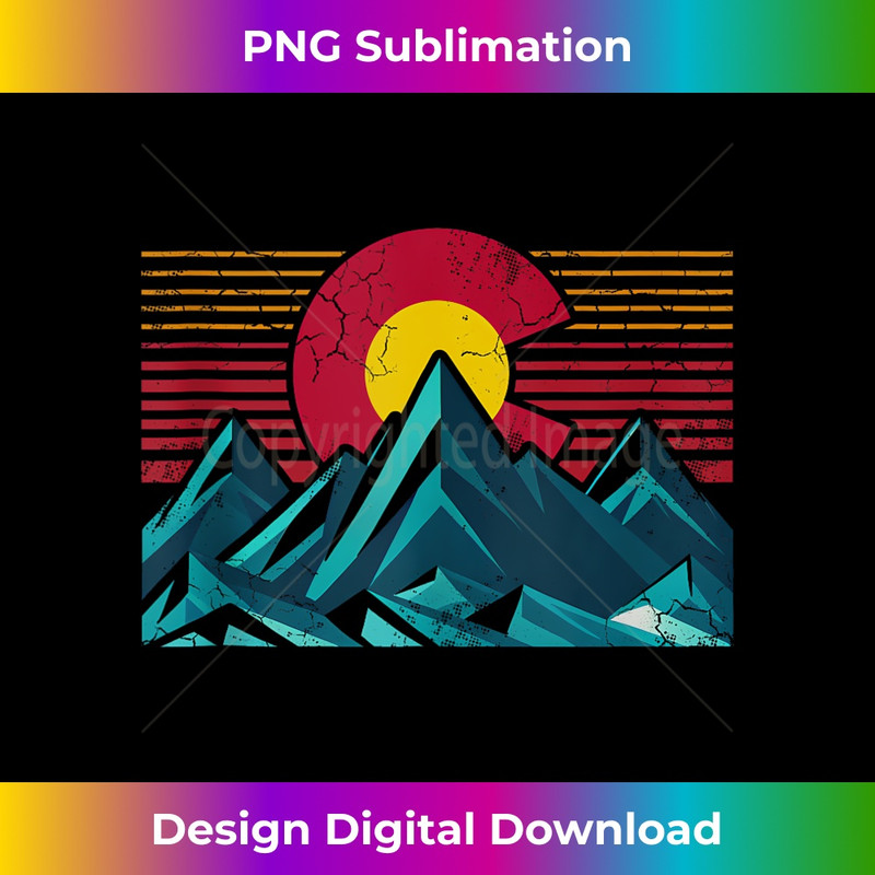 Colorado Flag Mountains Retro Distressed Fade - Trendy Sublimation Digital Download