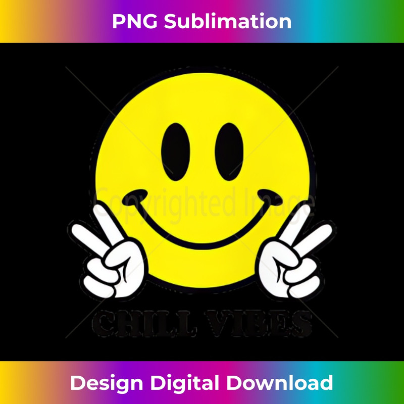 Chill Vibes 70s Yellow Smile Face Cute Peace Hand Happy Face - Signature Sublimation PNG File