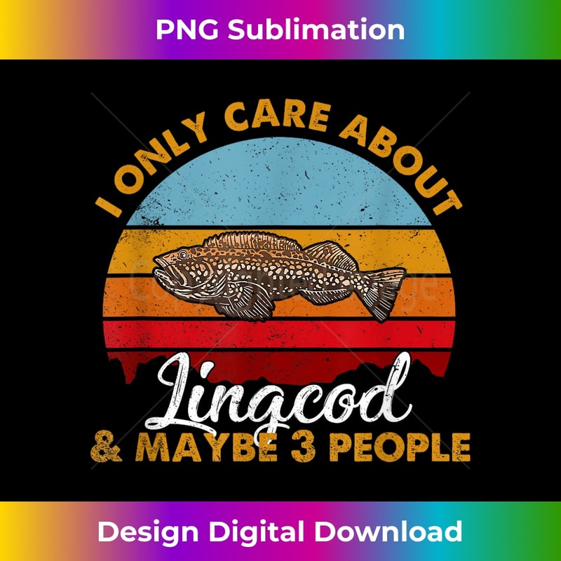 Retro Style Sunset Lingcod 1 - Professional Sublimation Digital Download