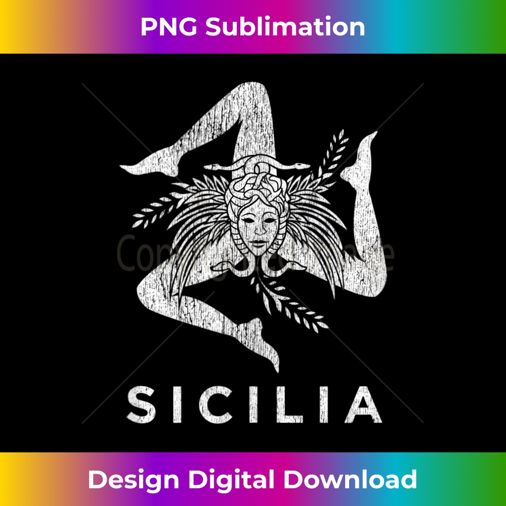 Sicilian Pride - Sicilia - Sicilian Flag Trinacria Faded 1 - Instant PNG Sublimation Download