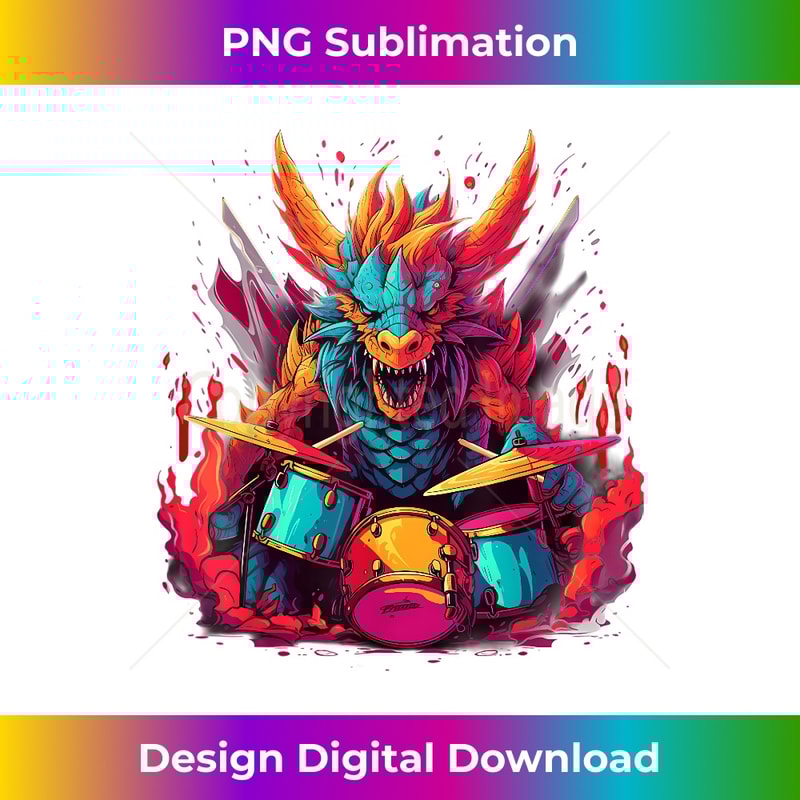 Rocker Drumming Dragon Drummer 1 - Vintage Sublimation PNG Download
