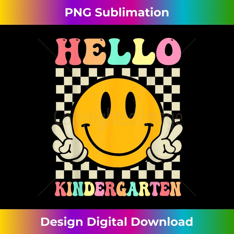 Hello Kindergarten Hippie Smile Face Groovy Back To School - High-Resolution PNG Sublimation File