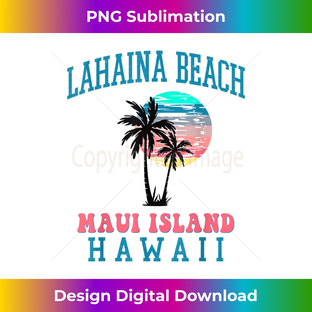 Lahaina Beach Maui, Hawaii Beach Palm Trees Summer  1 - Retro PNG Sublimation Digital Download