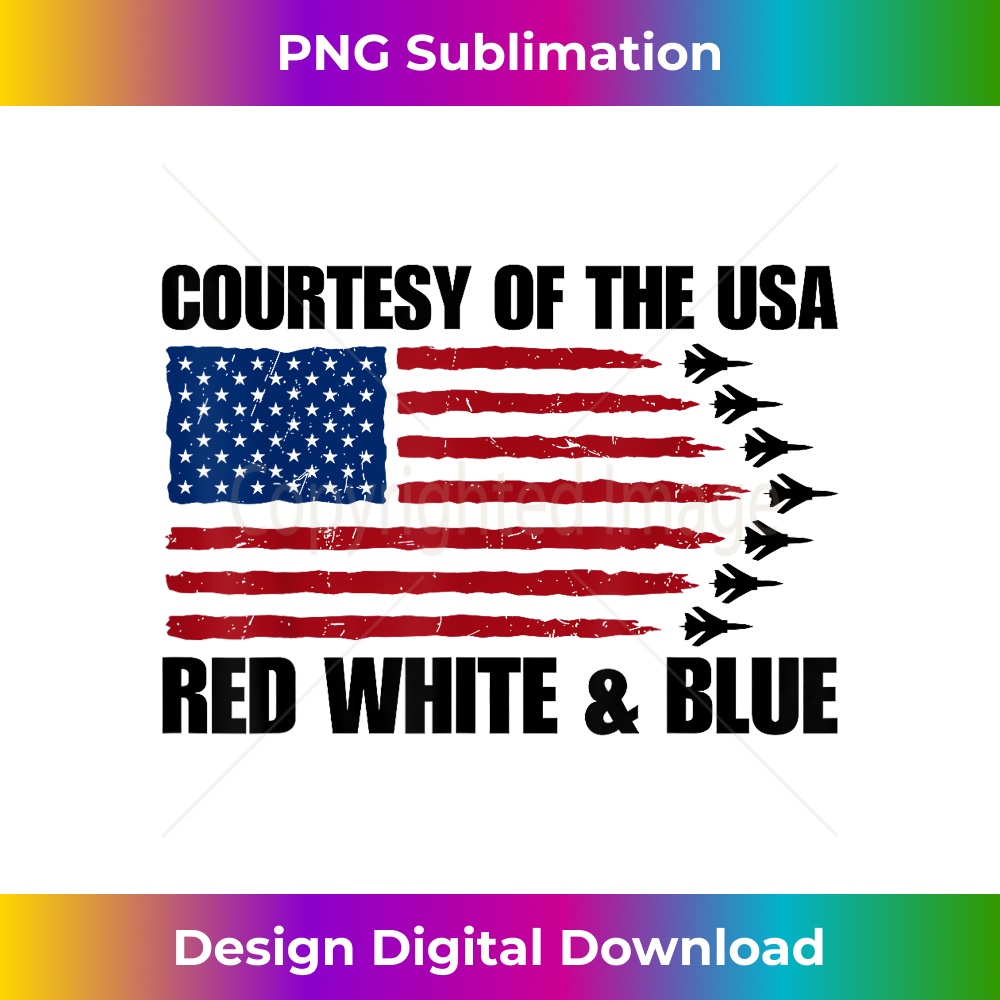 Courtesy Of The USA Red White and Blue - Vintage Sublimation PNG Download