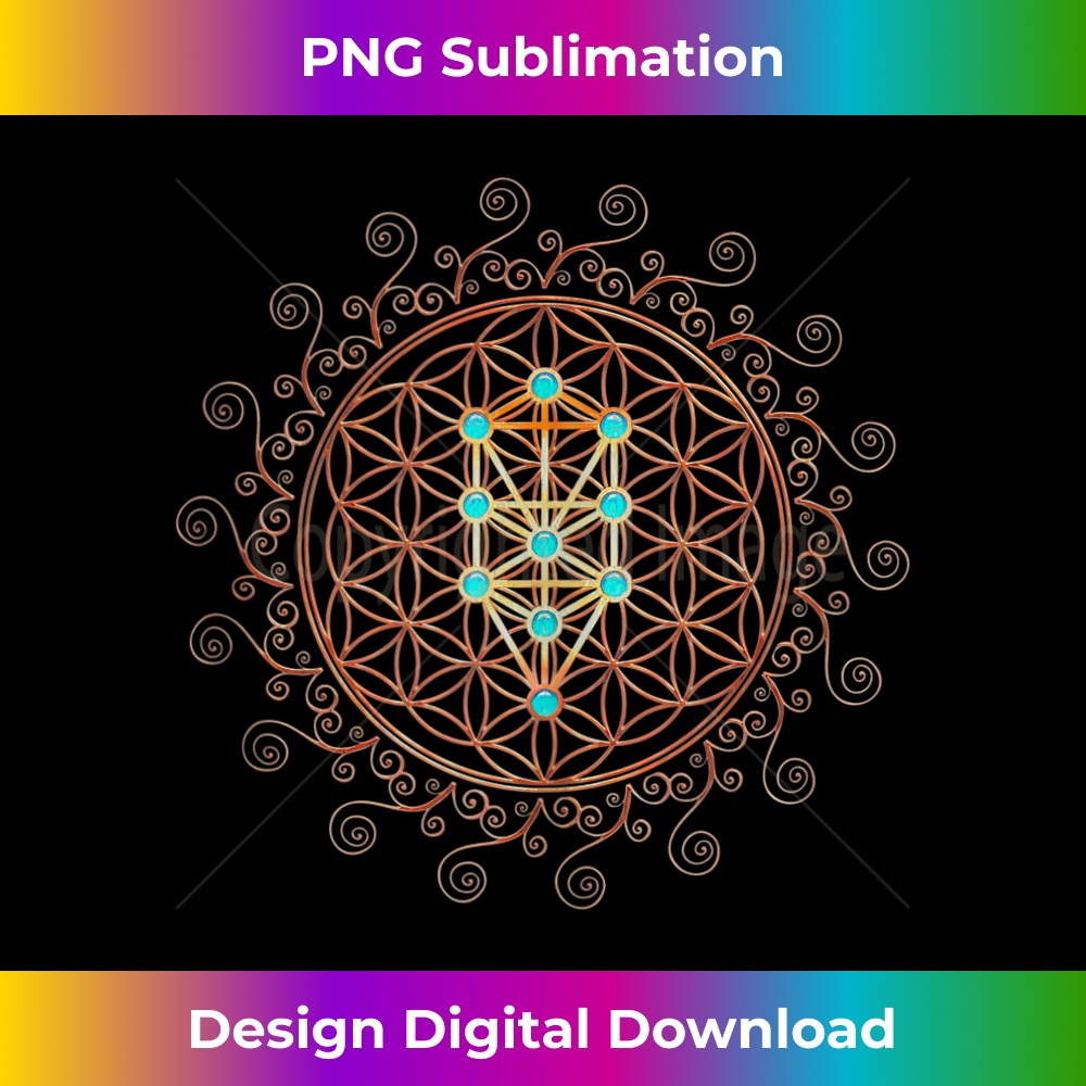 Flower of life, Tree of life, Sacred Geometry, Kabbalah - Unique Sublimation PNG Download