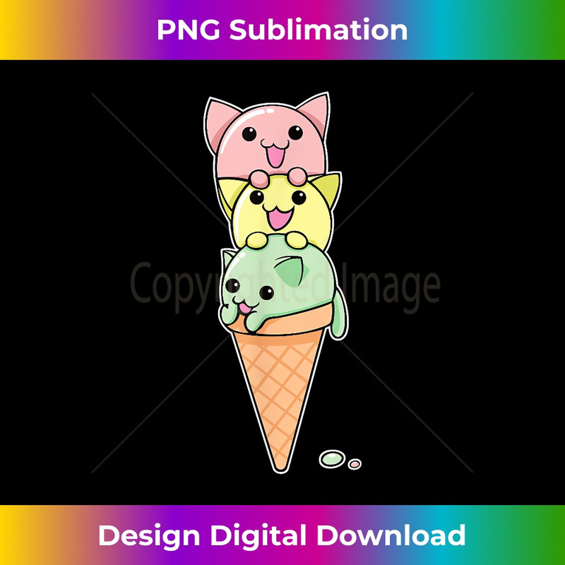 Cat Ice Cream Cone Funny Kawaii Comic Kitten Cats Summer - High-Quality PNG Sublimation Download