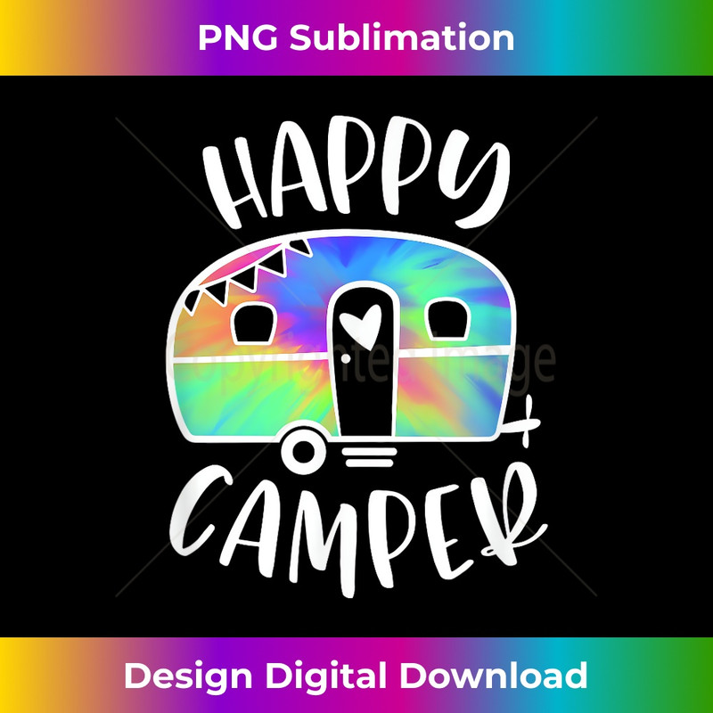 Happy Camper Trendy Tie-Dye Camping Adventure - Vintage Sublimation PNG Download