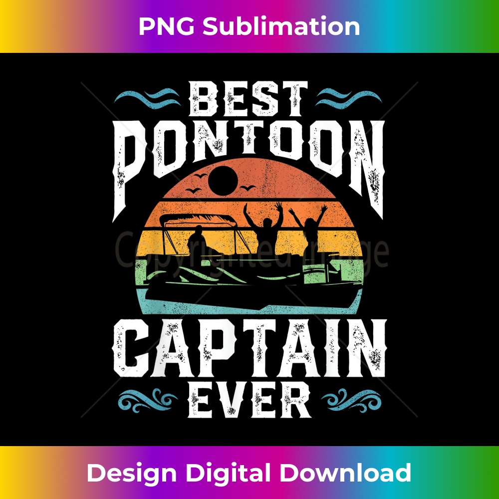 Best Pontoon Captain Ever Lake Pontooning Boating Dad - Retro PNG Sublimation Digital Download