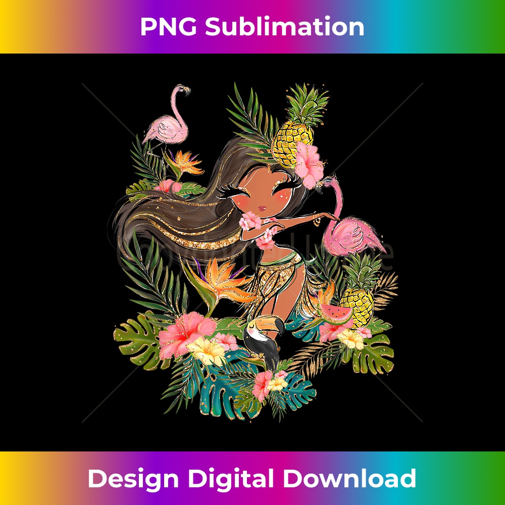 Hula Girl Tiki Vacation Luau Beach Summer Flamingo - High-Resolution PNG Sublimation File