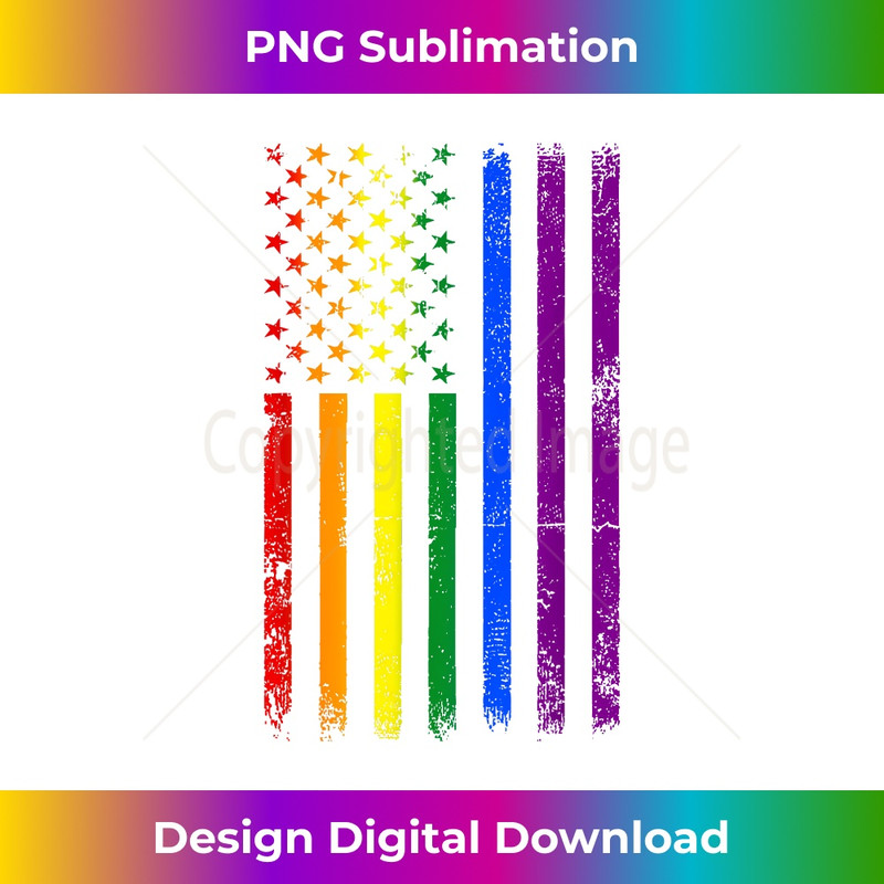 USA Flag Rainbow 4th Of July LGBTQ Gay Pride Month LGBT 3 - Signature Sublimation PNG File