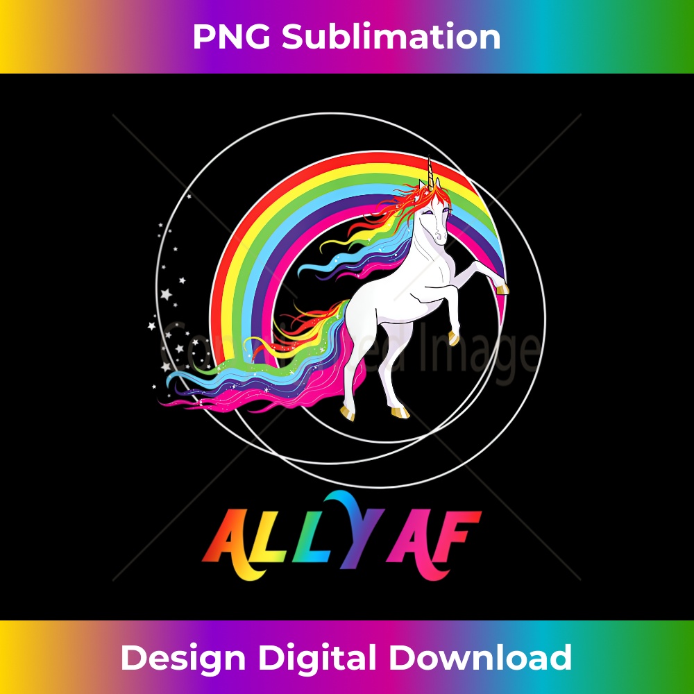 Proud Ally AF Gay Pride Allies Rainbow Pride Flag Unicorn 2 - Instant PNG Sublimation Download