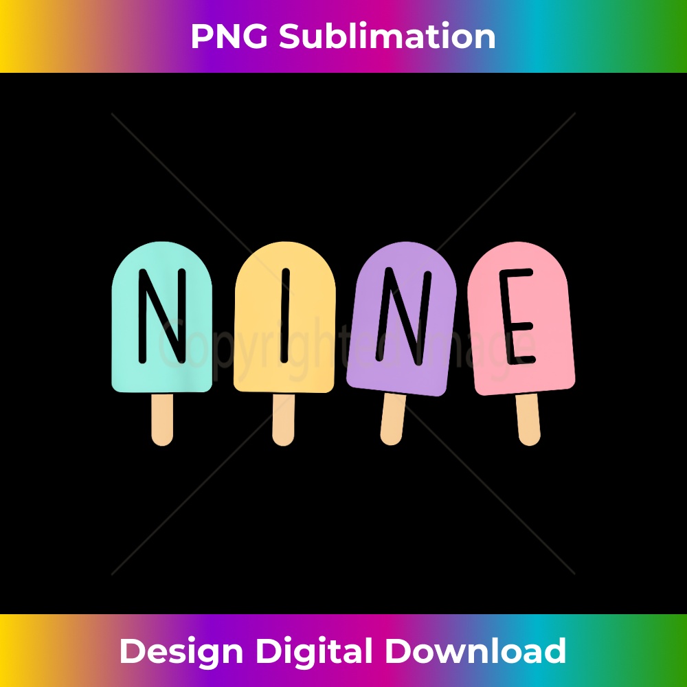 9th Birthday Girls Ice Cream Party Summer Pool Beach Nine - PNG Transparent Sublimation File