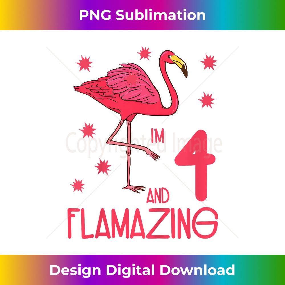 Pink Flamingo Girls 4th Birthday 4 Flamazing - PNG Transparent Digital Download File for Sublimation
