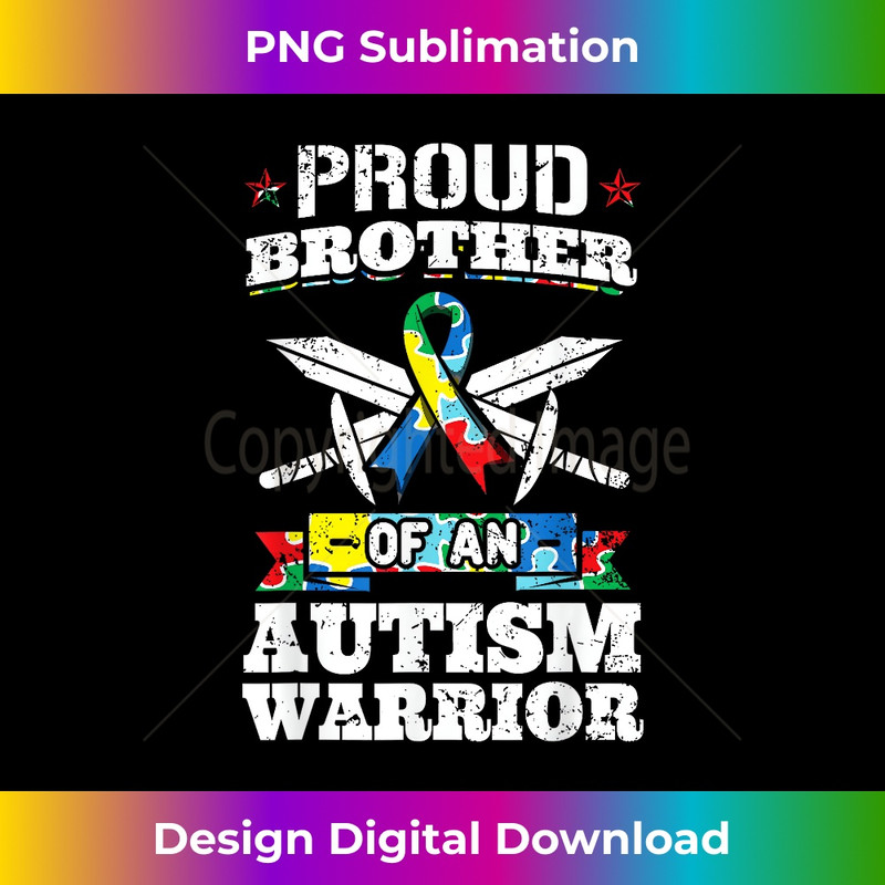Proud Brother Of An Autism Warrior Autistic Awareness Ribbon 2 - Signature Sublimation PNG File