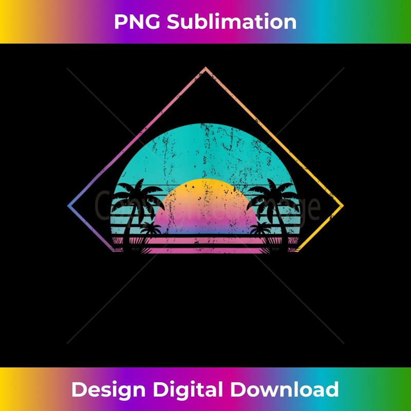 Beach Vacation Retro 80s 90s Art Sunset Palm Trees Vaporwave - High-Resolution PNG Sublimation File