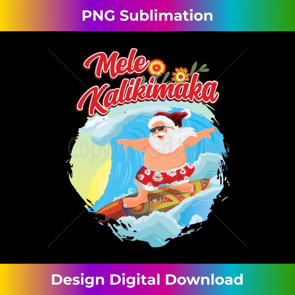 Christmas in July Santa Surfing Mele Kalikimaka - PNG Sublimation Digital Download