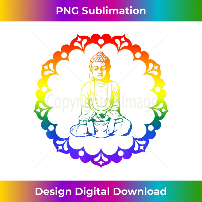 Meditation Buddha LGBTQ Rainbow Flag Mandala Om Bi Gay Pride 1 - Decorative Sublimation PNG File