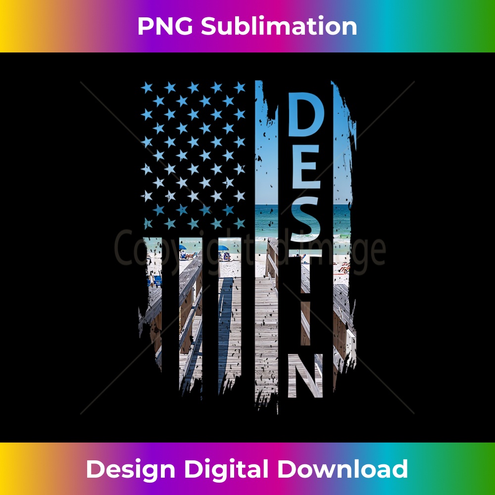 Destin Florida Summer Sunset American Flag Patriotic - Decorative Sublimation PNG File