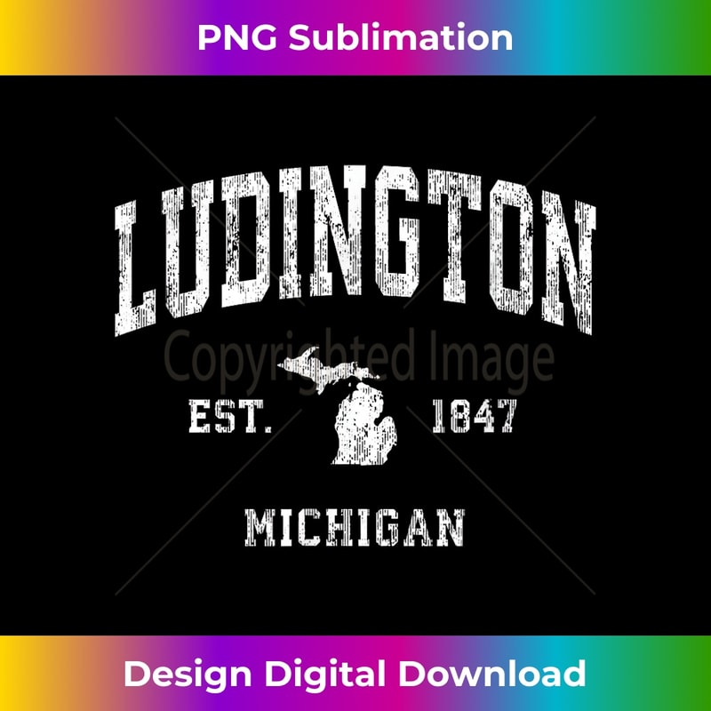 Ludington Michigan MI Vintage Athletic Sports Design 1 - High-Quality PNG Sublimation Download