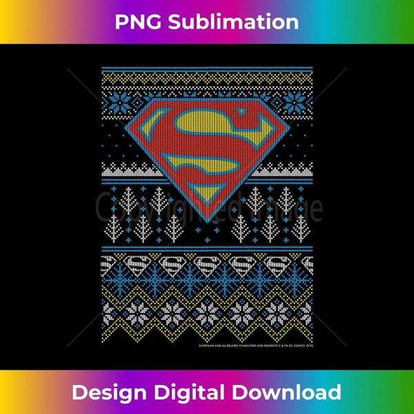 DC Comics Christmas Superman Ugly Sweater Style Long Sleeve - Special Edition Sublimation PNG File