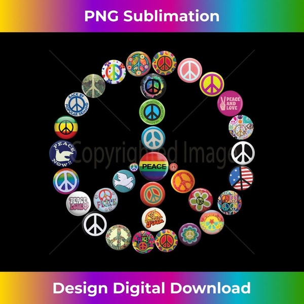 Peace Sign Buttons Vintage Hippie Retro Costume 60s 70s 1 - High-Resolution PNG Sublimation File