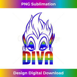 disney villains ursula rainbow diva face - png transparent digital download file for sublimation